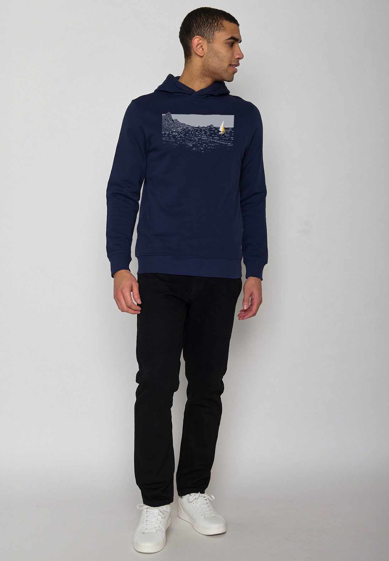 Blau:  Kuschliger Hoodie aus Bio-Baumwolle für Herren [19786]