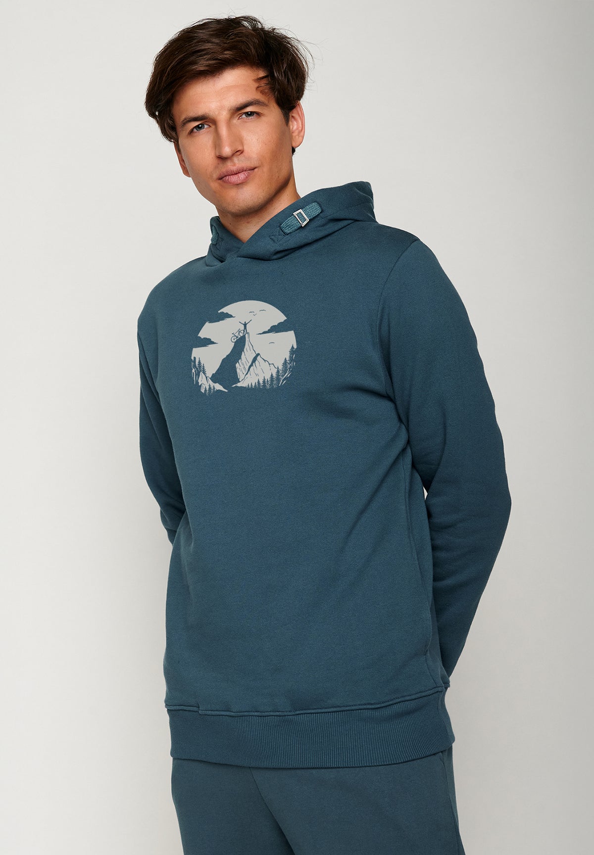 Blau:  Kuschliger Hoodie aus Bio-Baumwolle für Herren [19788]