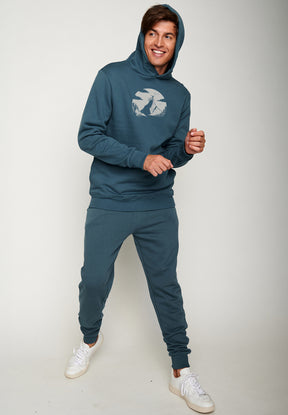 Blau:  Kuschliger Hoodie aus Bio-Baumwolle für Herren [19789]