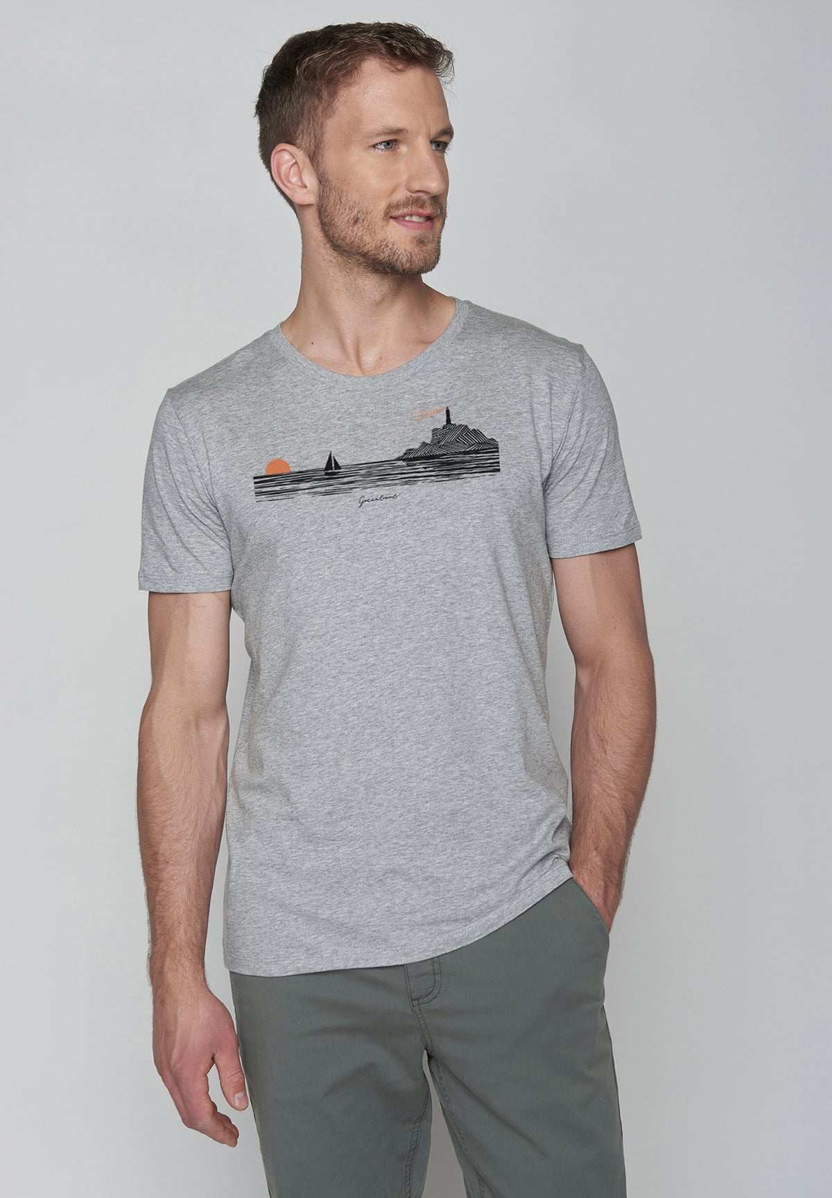Grau:  Sportliches T-Shirt aus Bio-Baumwolle für Herren [19808]