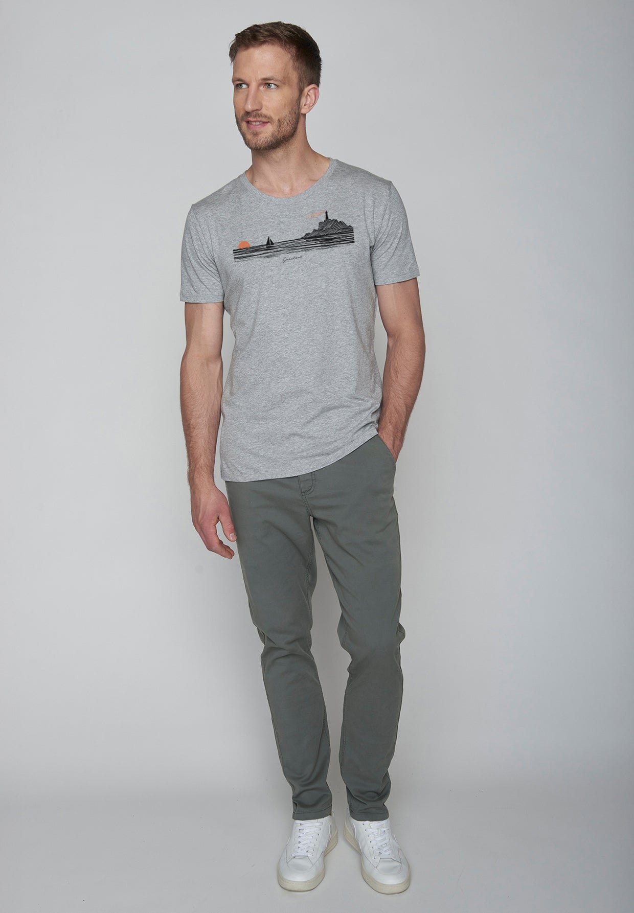 Grau:  Sportliches T-Shirt aus Bio-Baumwolle für Herren [19811]