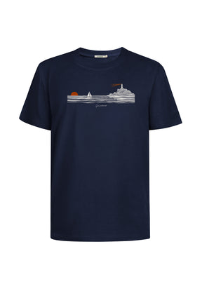 Blau:  Lässiges T-Shirt aus Bio-Baumwolle für Herren [19813]