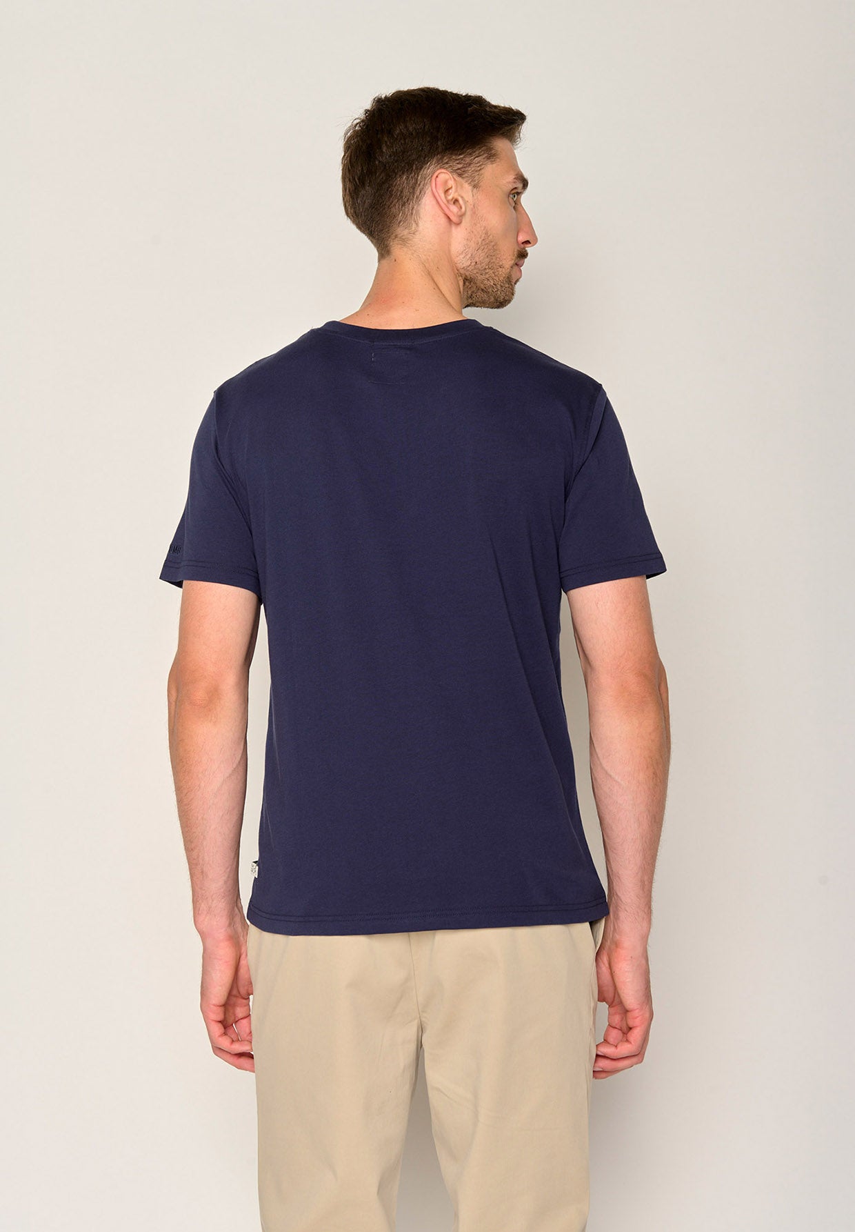Navy: Lässiges Oversize-T-Shirt aus Bio-Baumwolle für Herren [19815]
