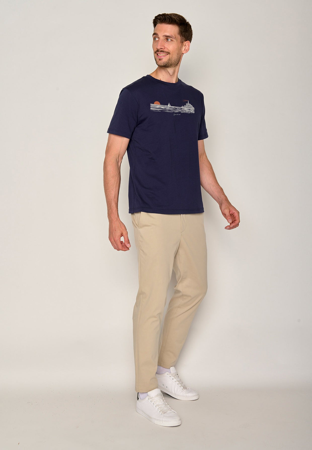 Blau:  Lässiges T-Shirt aus Bio-Baumwolle für Herren [19818]
