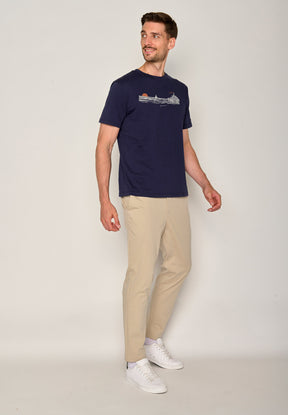 Blau:  Lässiges T-Shirt aus Bio-Baumwolle für Herren [19818]