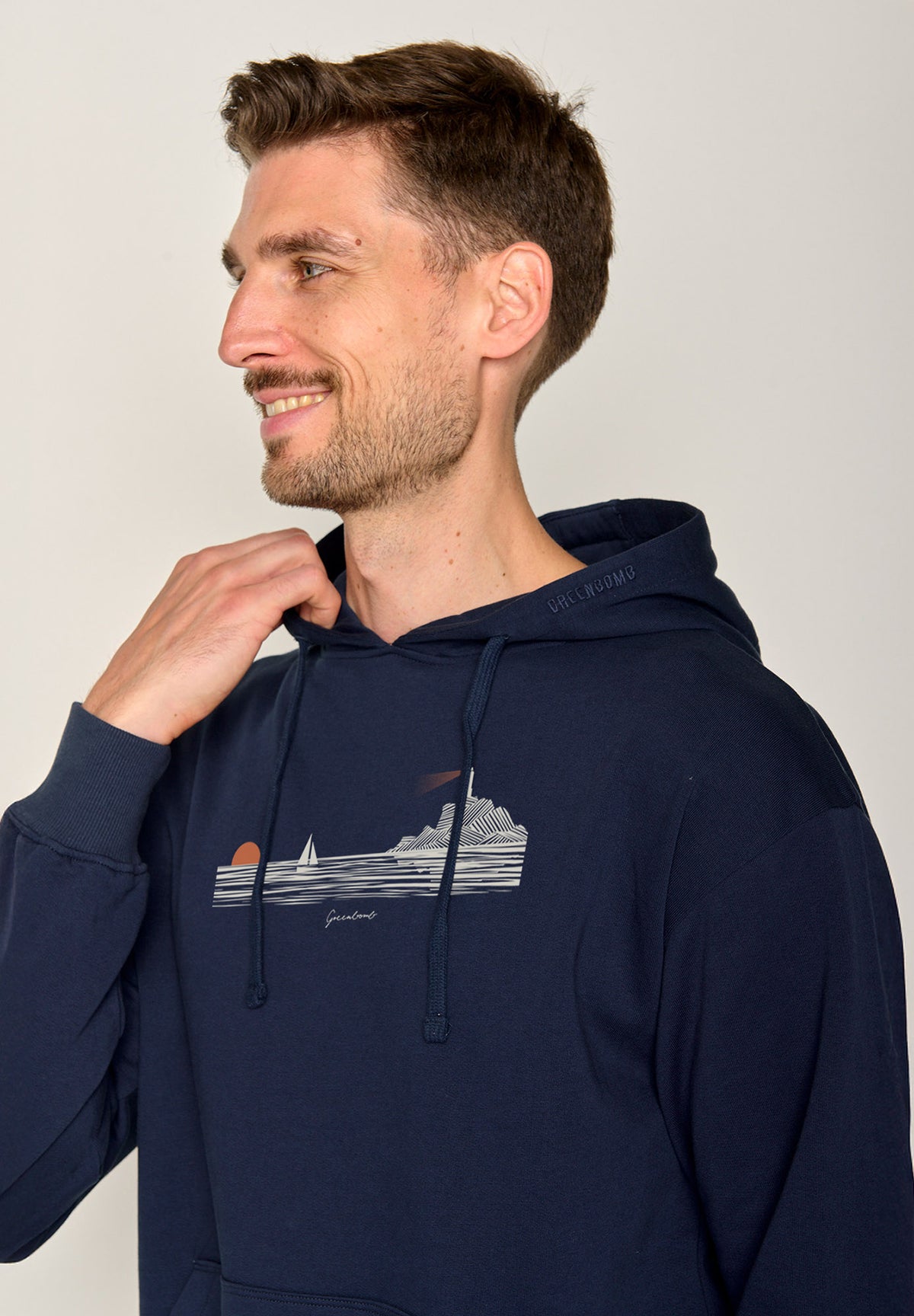 Blau:  Gemütlicher Hoodie aus Bio-Baumwolle für Herren [19820]