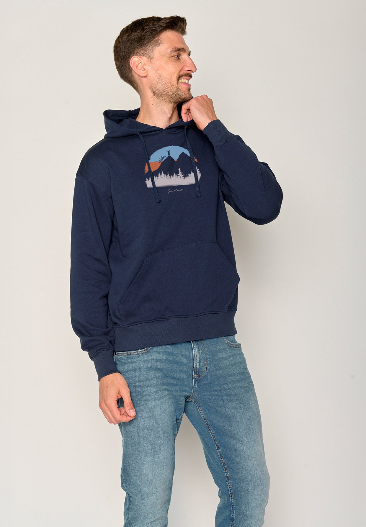 Navy: Gemütlicher Hoodie aus Bio-Baumwolle für Herren [19835]