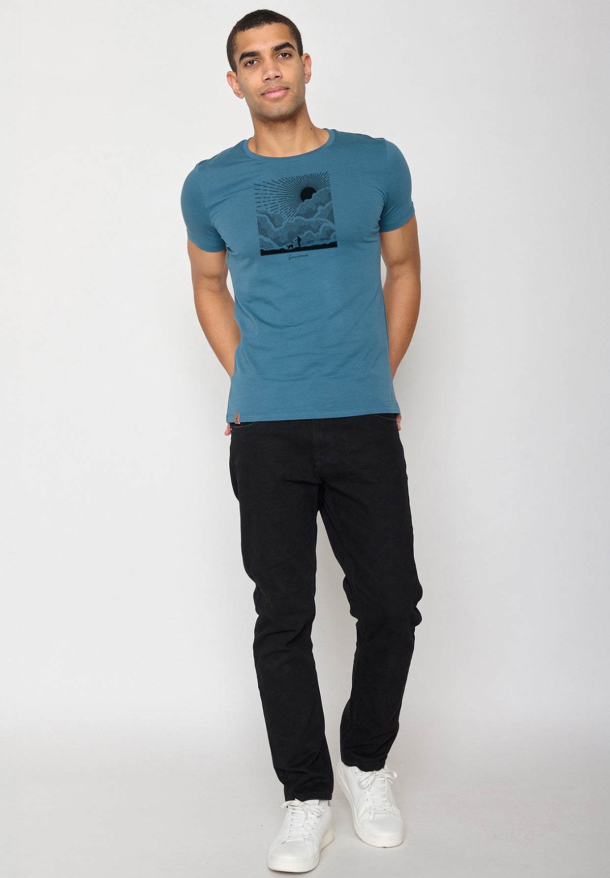Blau:  Sportliches T-Shirt aus Bio-Baumwolle für Herren [19845]