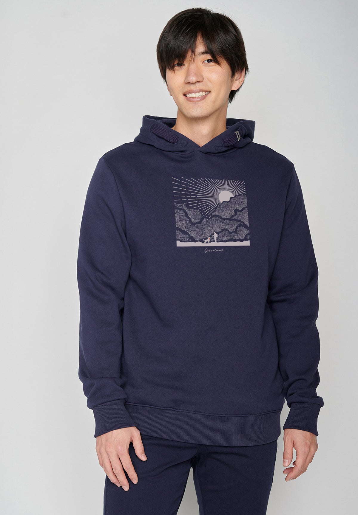 Blau:  Kuschliger Hoodie aus Bio-Baumwolle für Herren [19850]