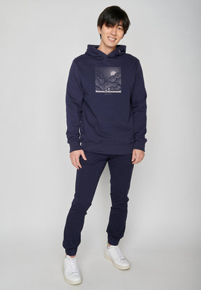 Blau:  Kuschliger Hoodie aus Bio-Baumwolle für Herren [19851]