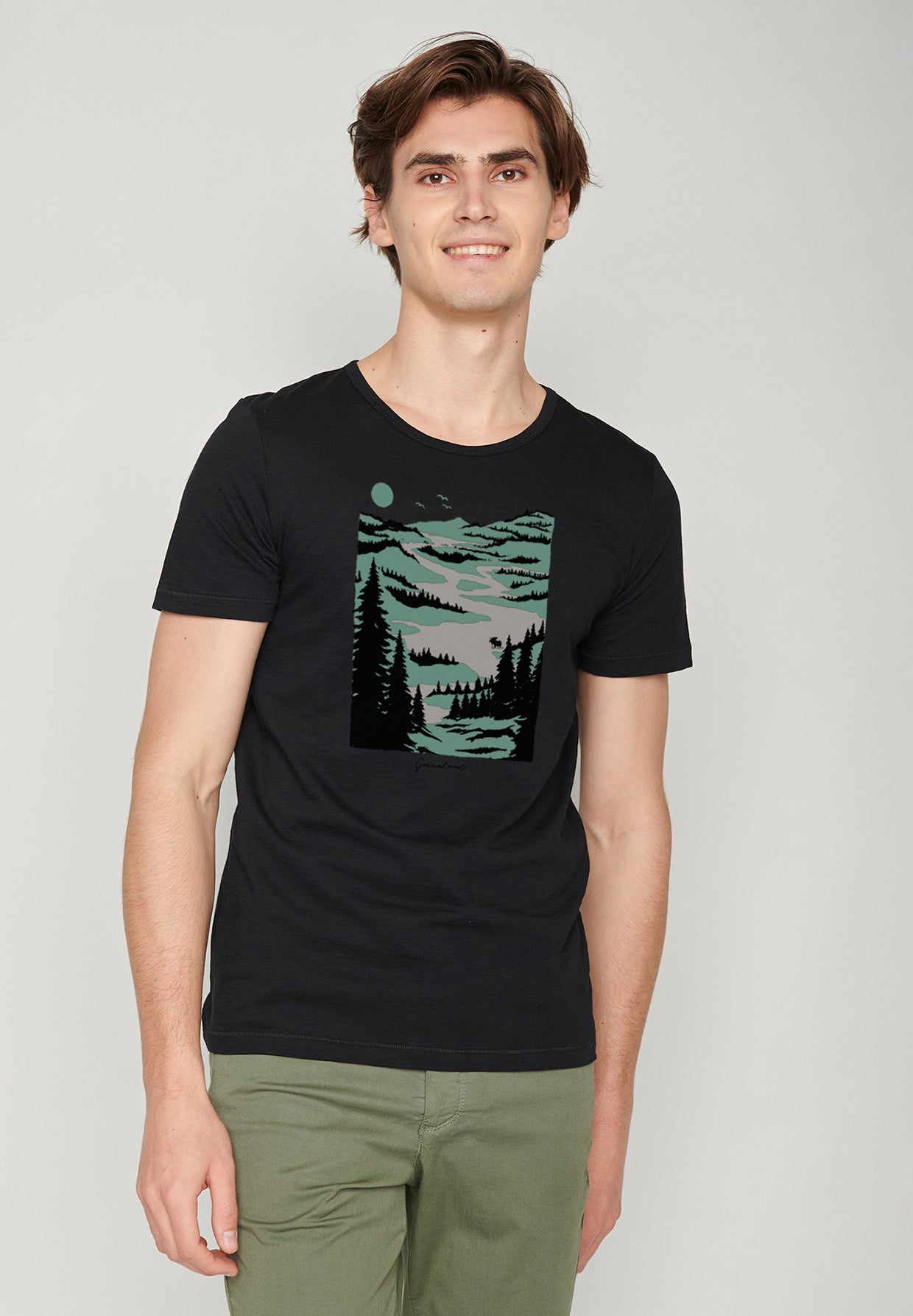 Schwarz:  Lässiges T-Shirt aus Bio-Baumwolle für Herren [19896]