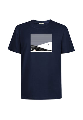 Navy: Lässiges Oversize-T-Shirt aus Bio-Baumwolle für Herren [19903]