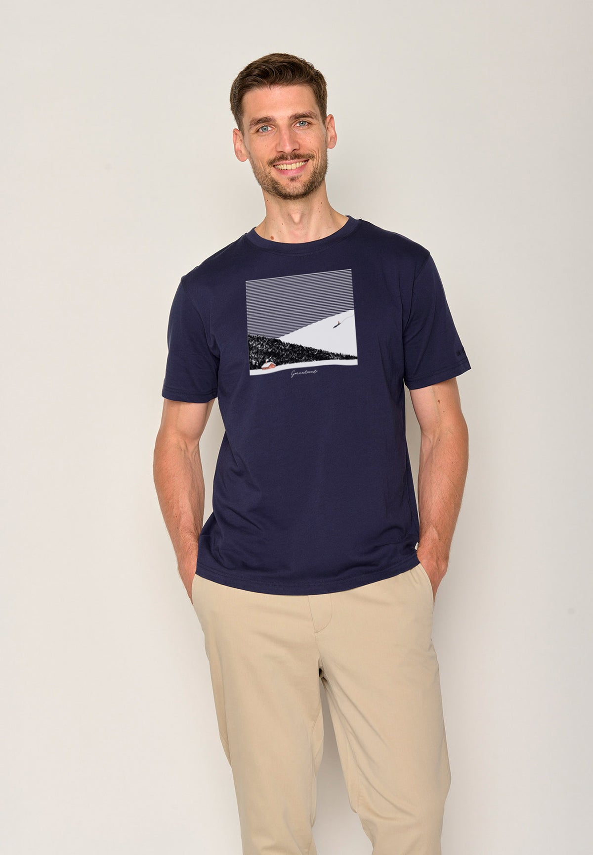 Blau:  Lässiges T-Shirt aus Bio-Baumwolle für Herren [19904]