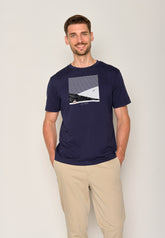 Blau:  Lässiges T-Shirt aus Bio-Baumwolle für Herren [19904]