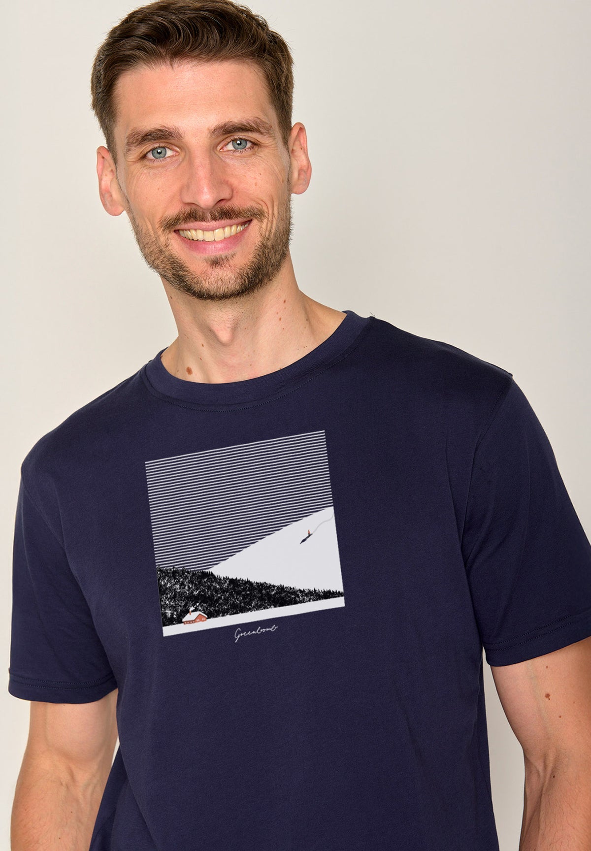 Navy: Lässiges Oversize-T-Shirt aus Bio-Baumwolle für Herren [19906]