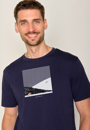 Navy: Lässiges Oversize-T-Shirt aus Bio-Baumwolle für Herren [19906]