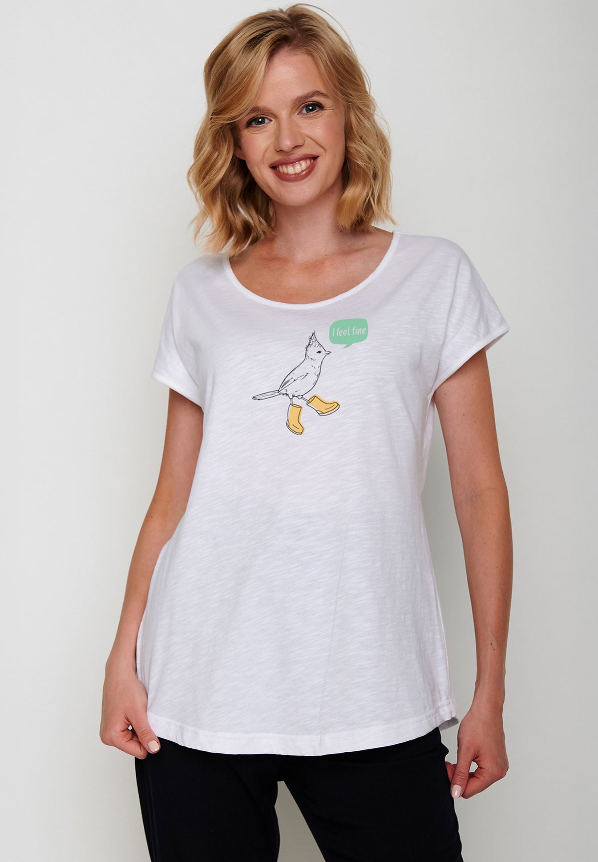 Weiß:  Sportliches T-Shirt aus Bio-Baumwolle für Damen [19910]