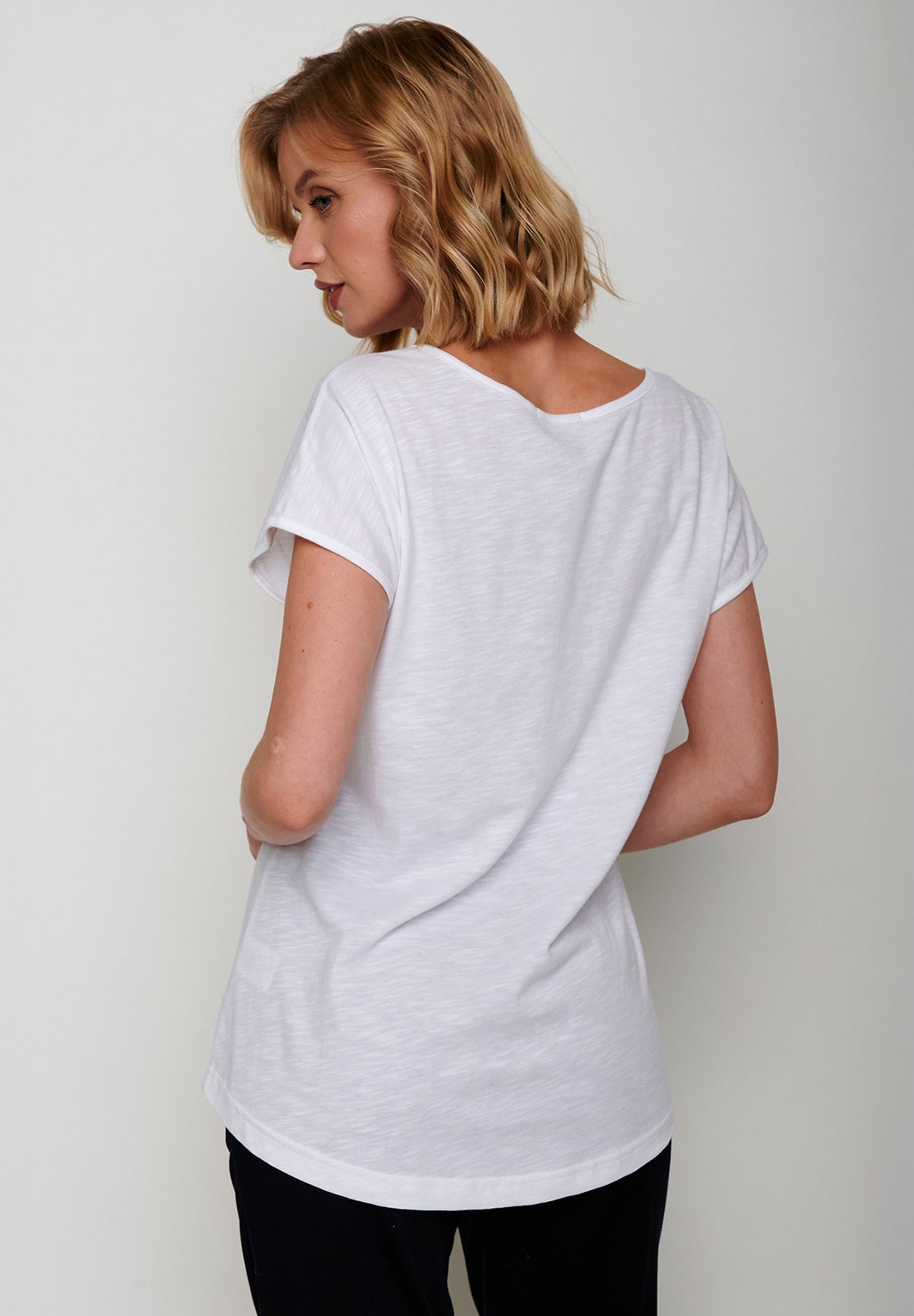 Weiß:  Sportliches T-Shirt aus Bio-Baumwolle für Damen [19911]