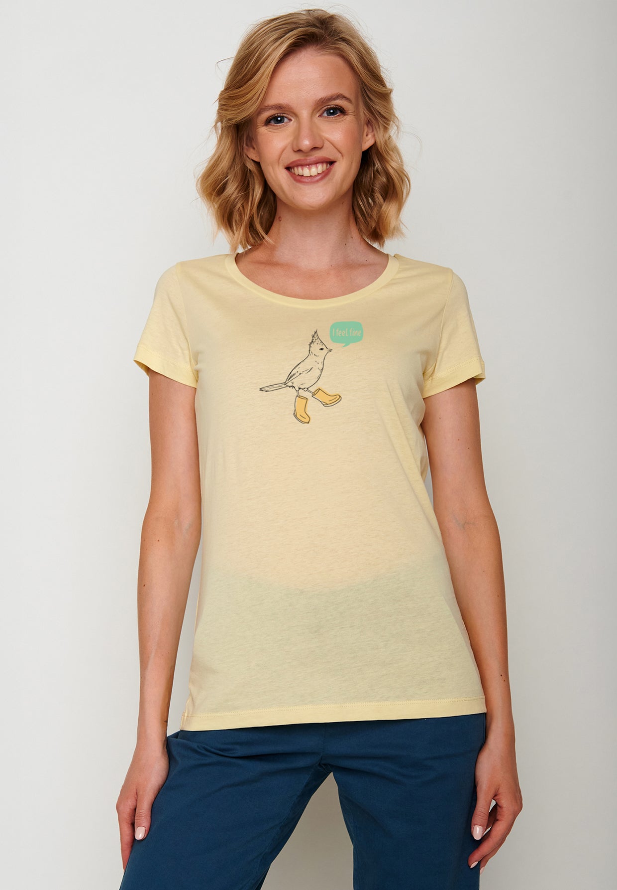 Gelb:  Lässiges T-Shirt aus Bio-Baumwolle für Damen [19918]
