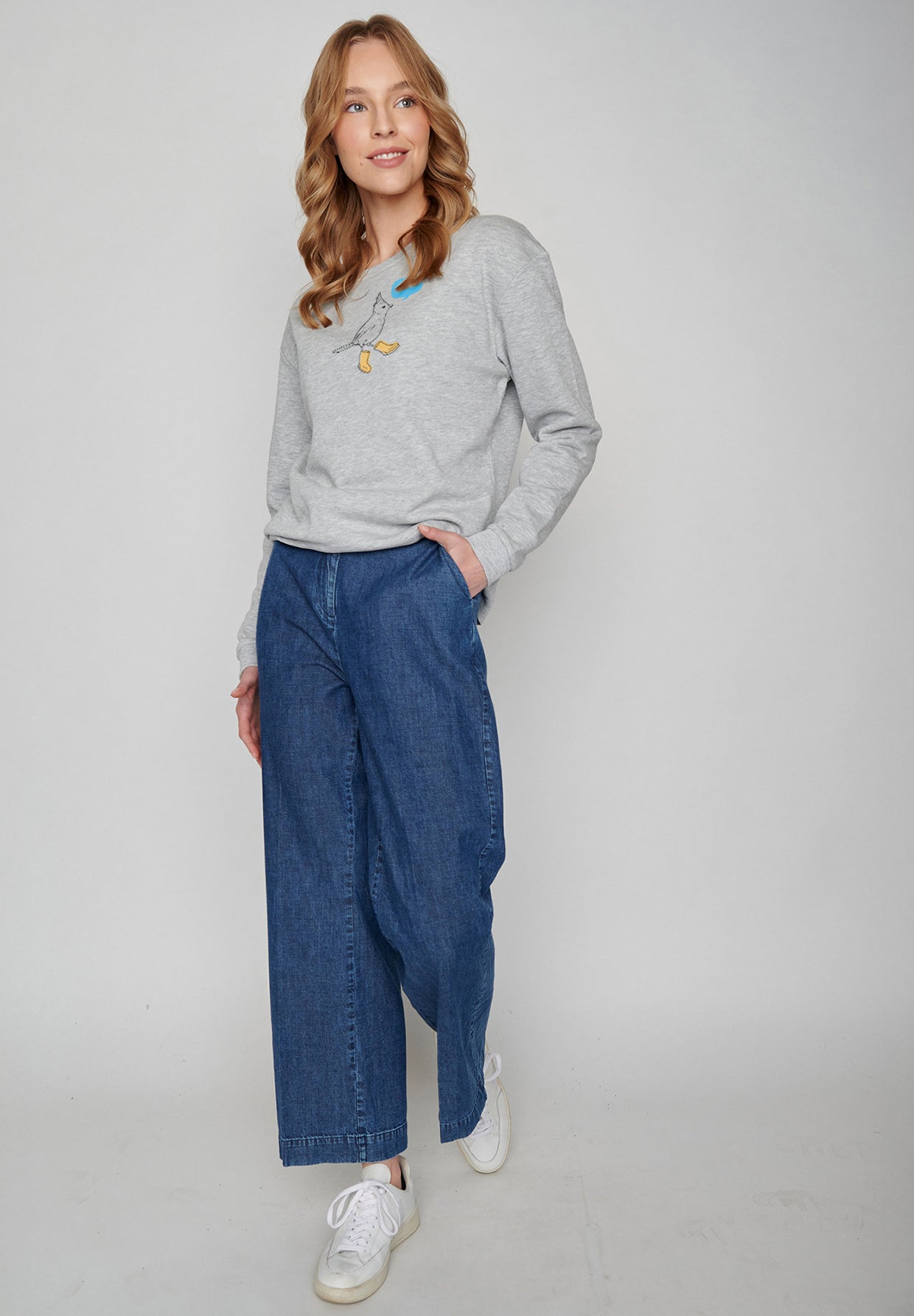 Grau:  Gemütliches Sweatshirt aus Bio-Baumwolle für Damen [19923]