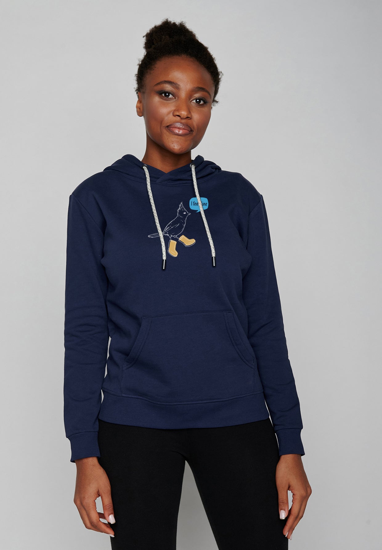 Blau:  Gemütlicher Hoodie aus Bio-Baumwolle für Damen [19931]