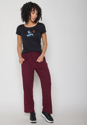 Schwarz:  Lässiges T-Shirt aus Bio-Baumwolle für Damen [19937]