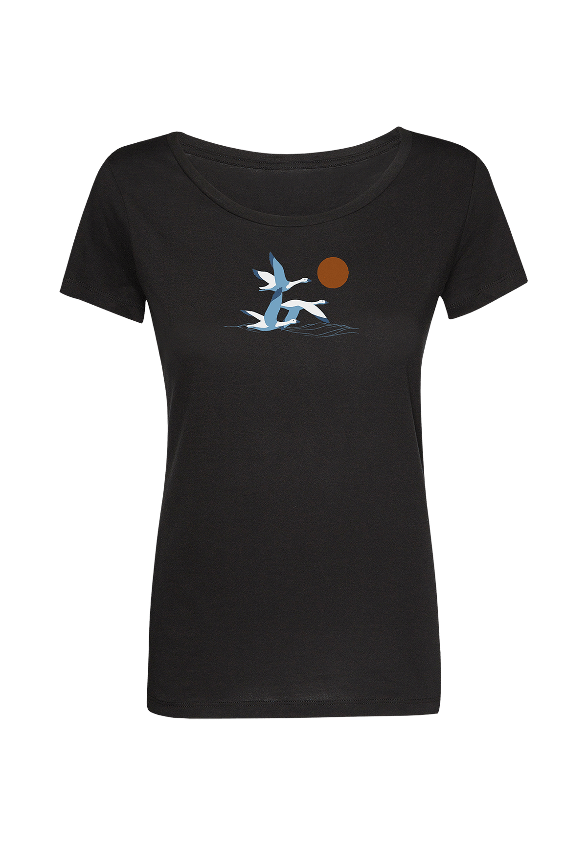 Black: Sportliches T-Shirt aus Bio-Baumwolle für Damen [19942]