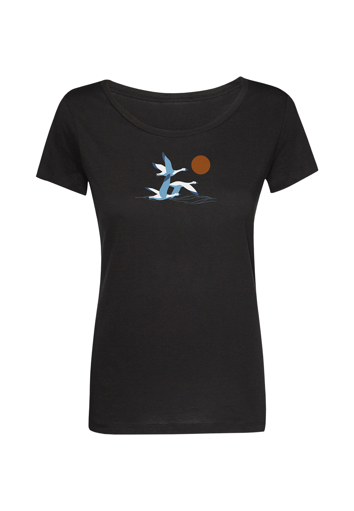 Schwarz:  Lässiges T-Shirt aus Bio-Baumwolle für Damen [19942]