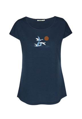Blau:  Sportliches T-Shirt aus Bio-Baumwolle für Damen [19944]