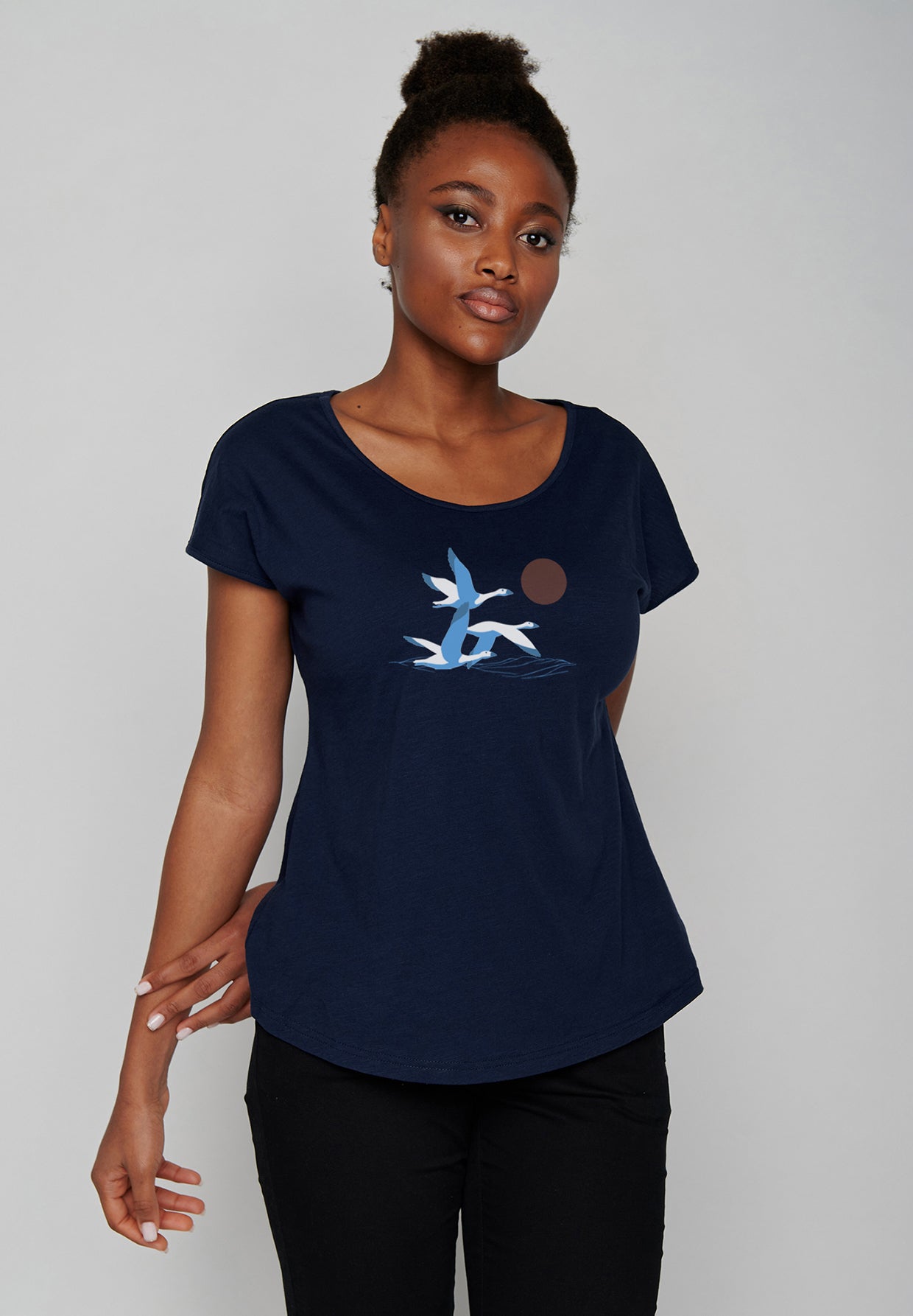 Blau:  Sportliches T-Shirt aus Bio-Baumwolle für Damen [19945]