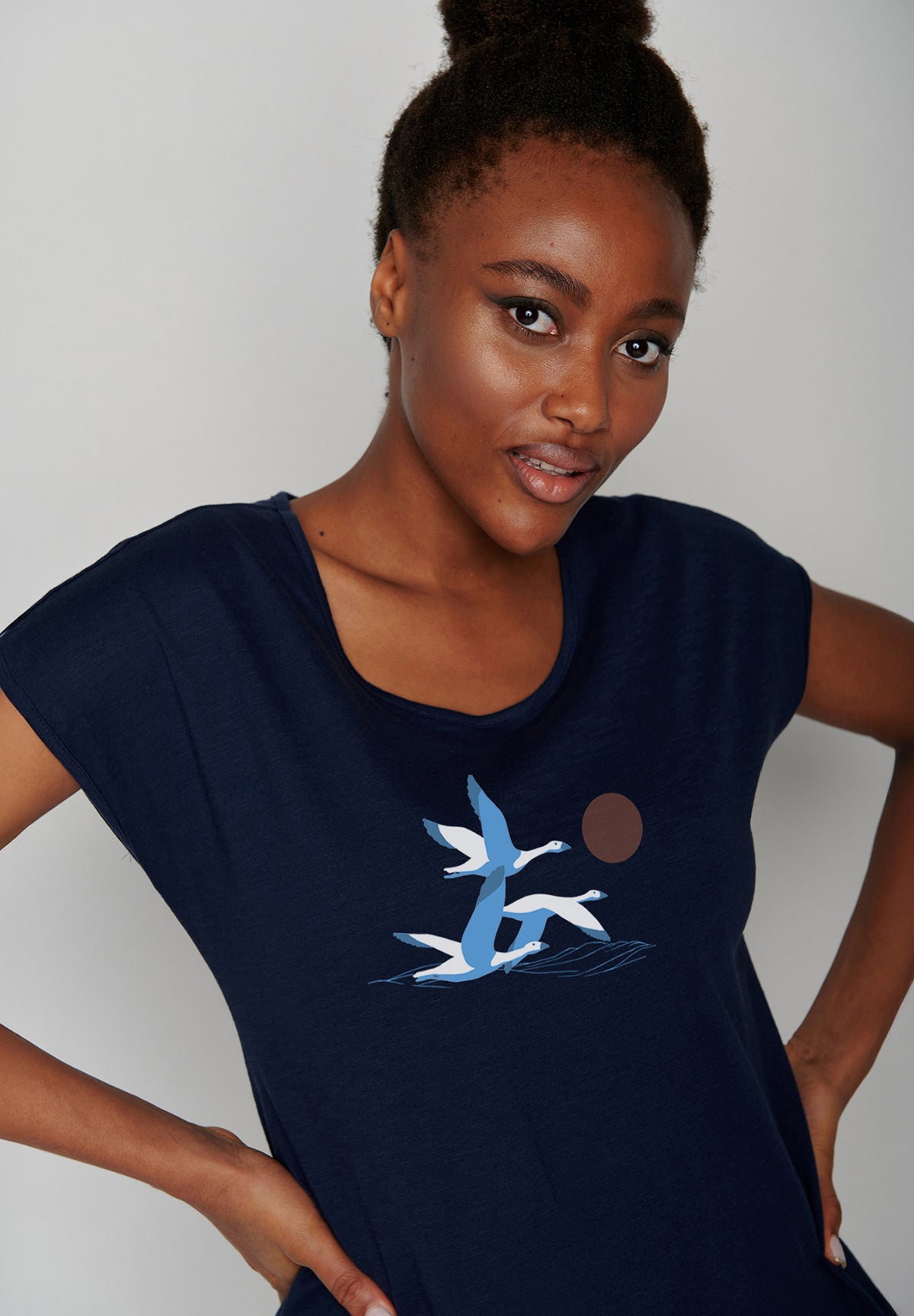 Blau:  Sportliches T-Shirt aus Bio-Baumwolle für Damen [19948]
