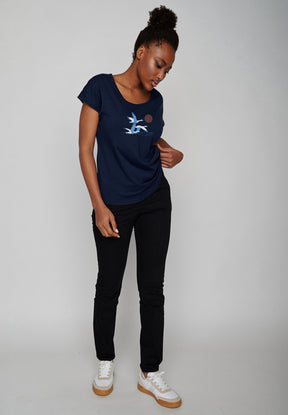 Blau:  Sportliches T-Shirt aus Bio-Baumwolle für Damen [19949]
