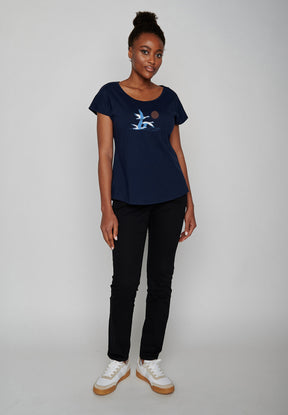 Blau:  Sportliches T-Shirt aus Bio-Baumwolle für Damen [19950]