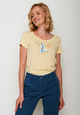 Gelb:  Lässiges T-Shirt aus Bio-Baumwolle für Damen [19951]