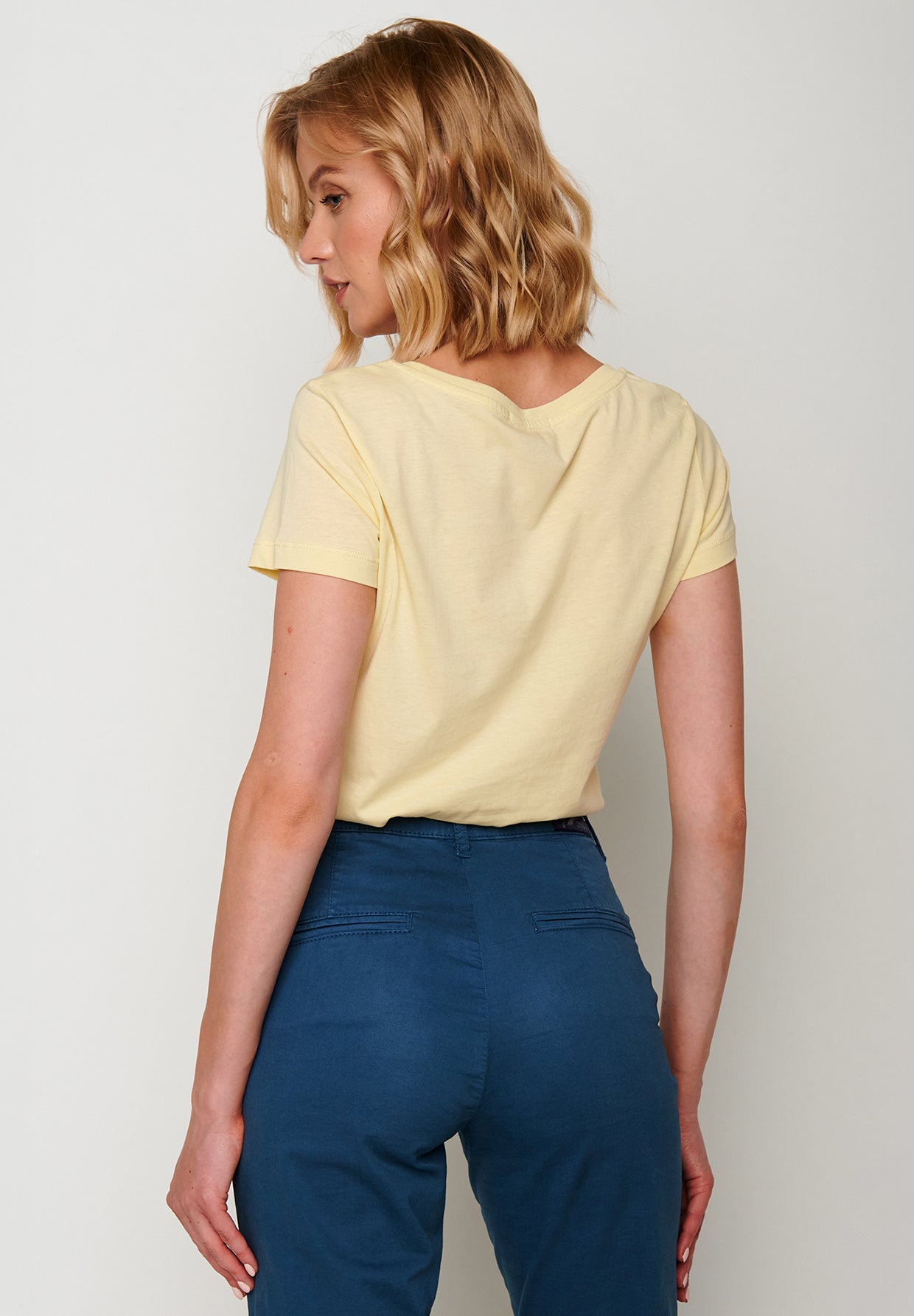 Gelb:  Lässiges T-Shirt aus Bio-Baumwolle für Damen [19953]