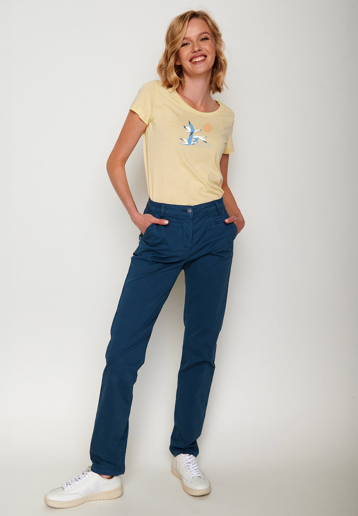 Gelb:  Lässiges T-Shirt aus Bio-Baumwolle für Damen [19955]
