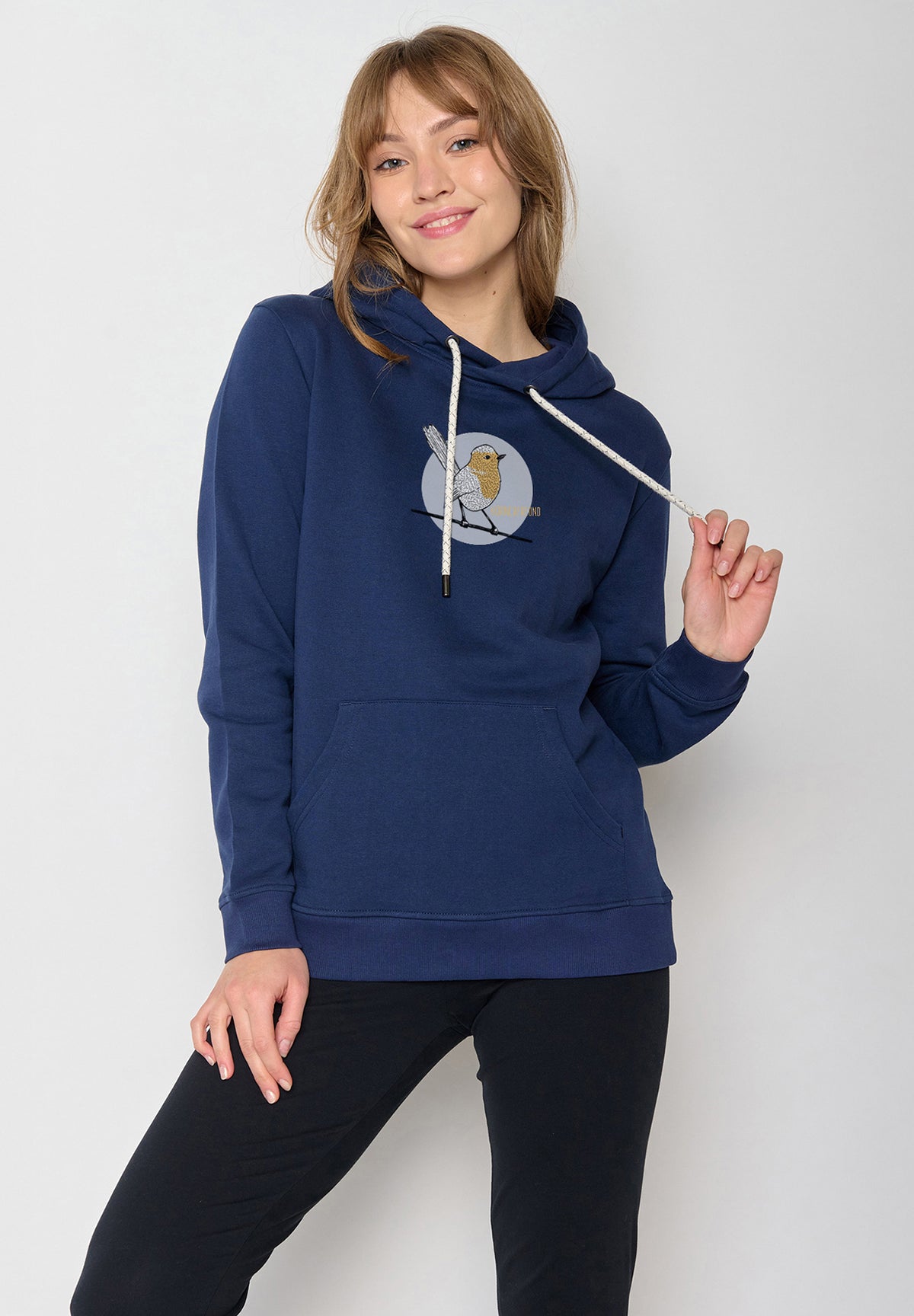 Navy: Gemütlicher Hoodie aus Bio-Baumwolle für Damen [19967]