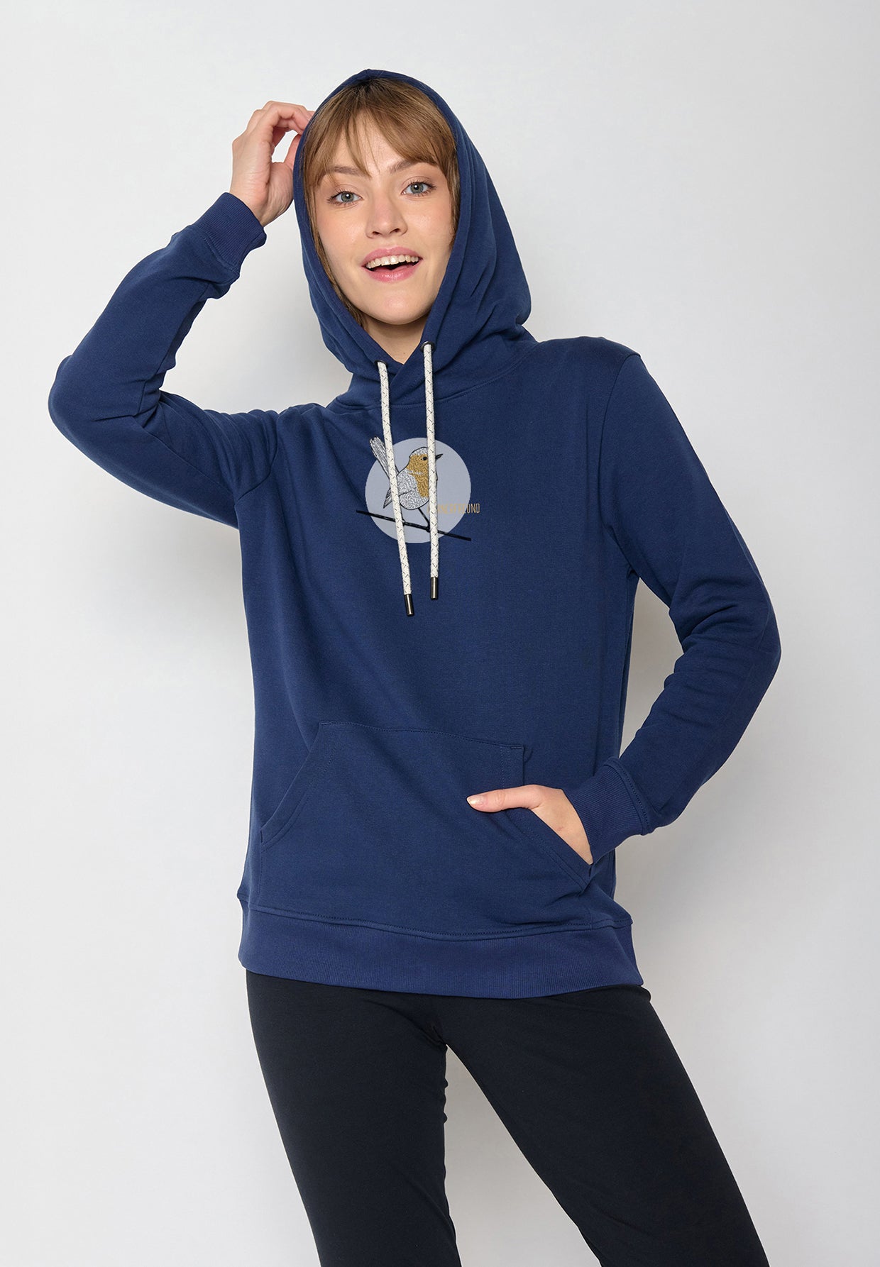 Navy: Gemütlicher Hoodie aus Bio-Baumwolle für Damen [19968]
