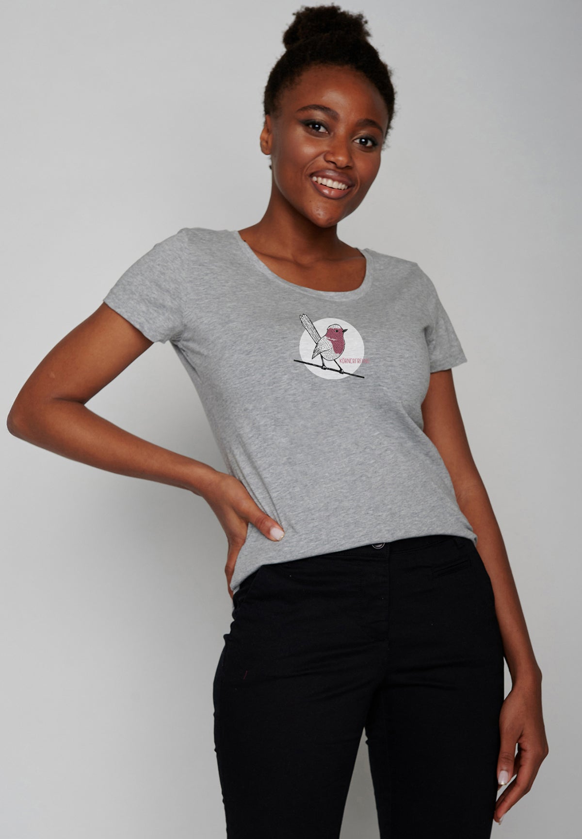 Grau:  Lässiges T-Shirt aus Bio-Baumwolle für Damen [19974]