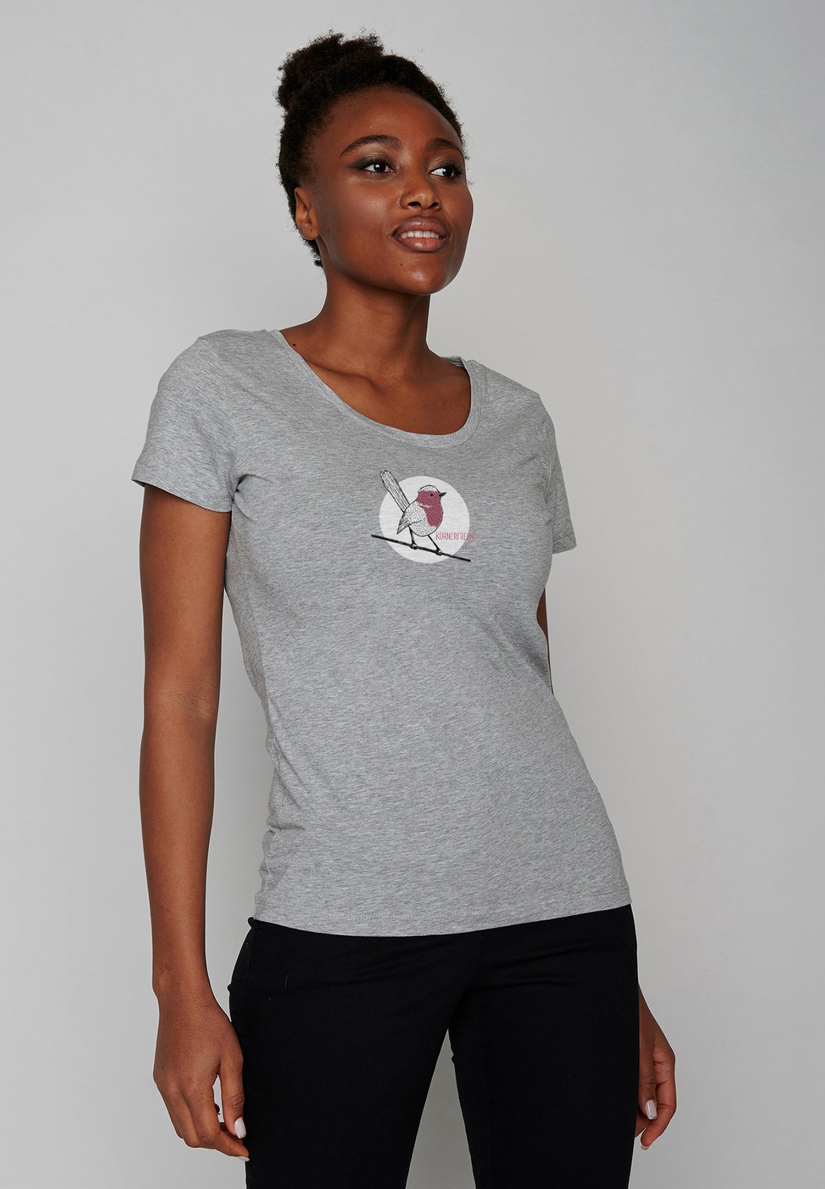 Heather Grey: Sportliches T-Shirt aus Bio-Baumwolle für Damen [19975]