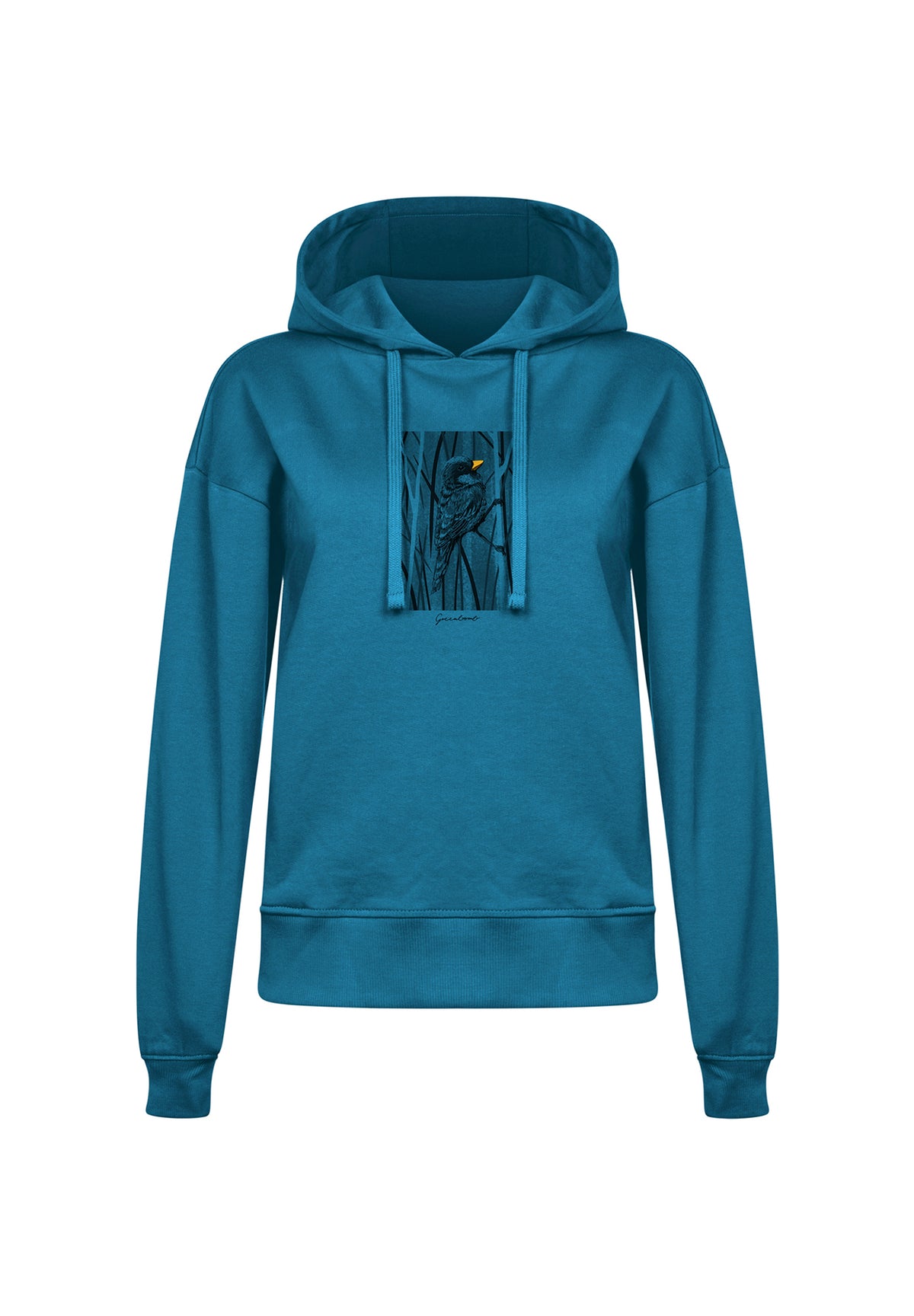 Blau:  Gemütlicher Hoodie aus Bio-Baumwoll Mix für Damen [19985]