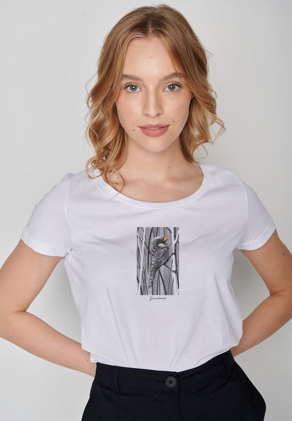 Weiß:  Lässiges T-Shirt aus Bio-Baumwolle für Damen [19987]