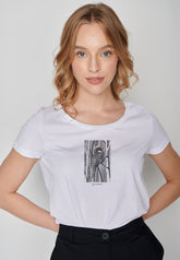 Weiß:  Lässiges T-Shirt aus Bio-Baumwolle für Damen [19987]