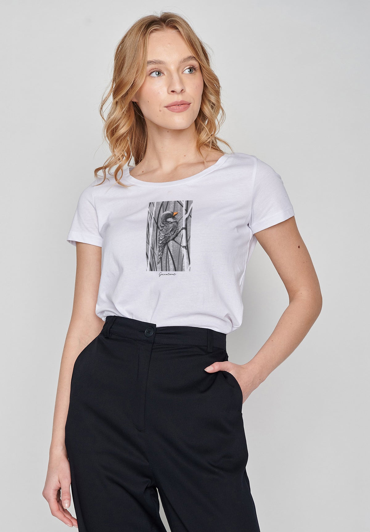 Weiß:  Lässiges T-Shirt aus Bio-Baumwolle für Damen [19988]