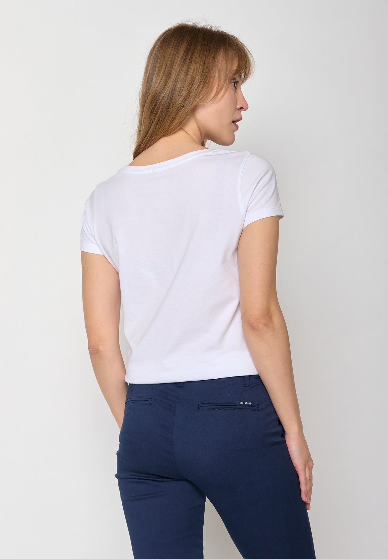 Blauer Lässiges T-Shirt aus Bio-Baumwolle für Damen (8)