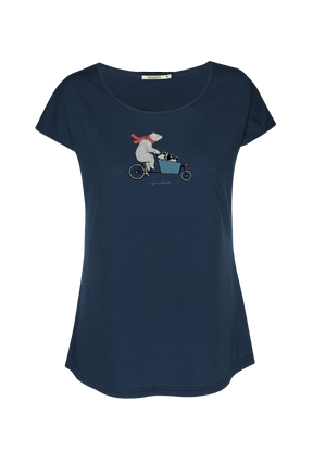 Navy: Lässiges T-Shirt aus Bio-Baumwolle für Damen [20004]