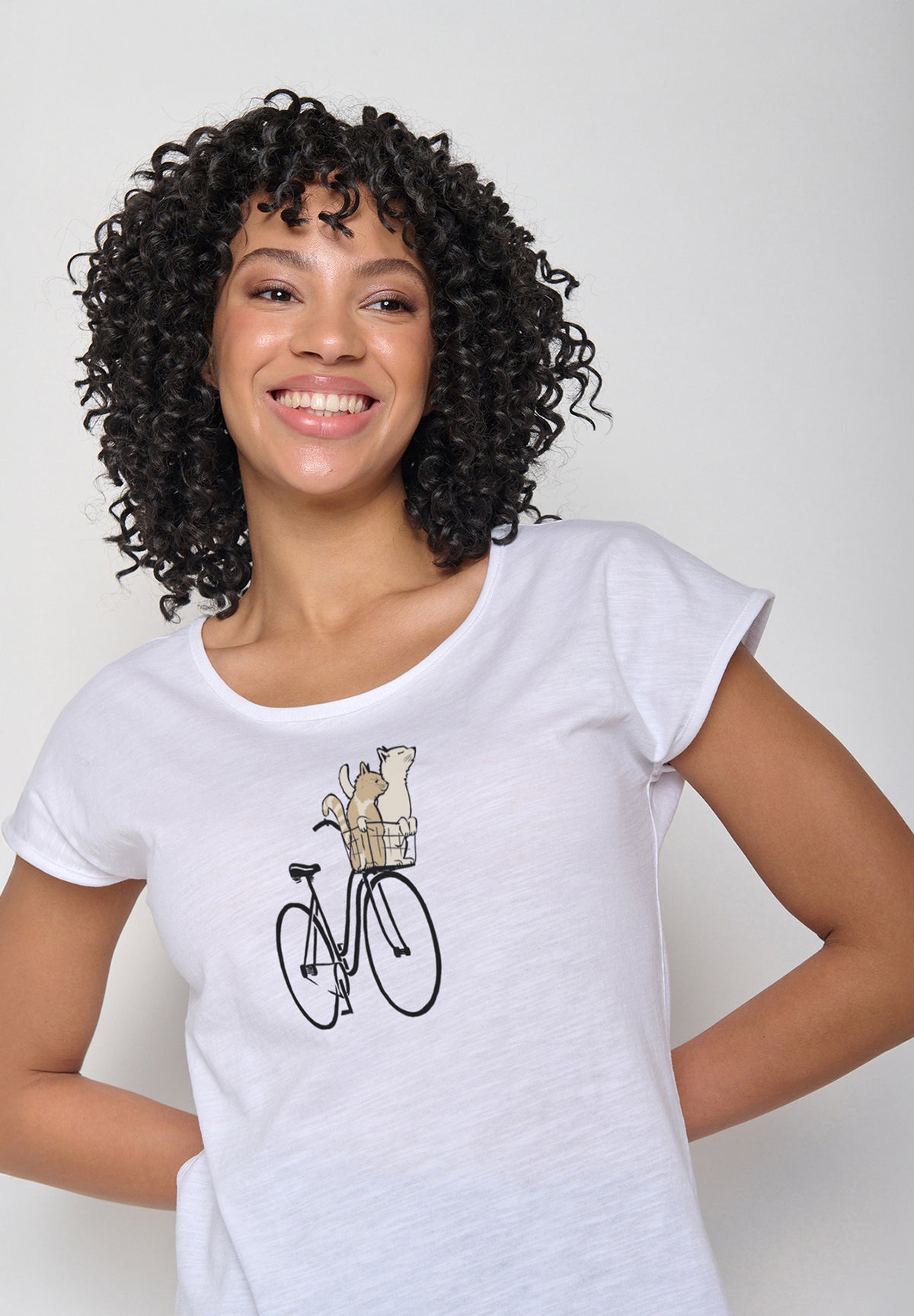 Weiß:  Sportliches T-Shirt aus Bio-Baumwolle für Damen [20008]