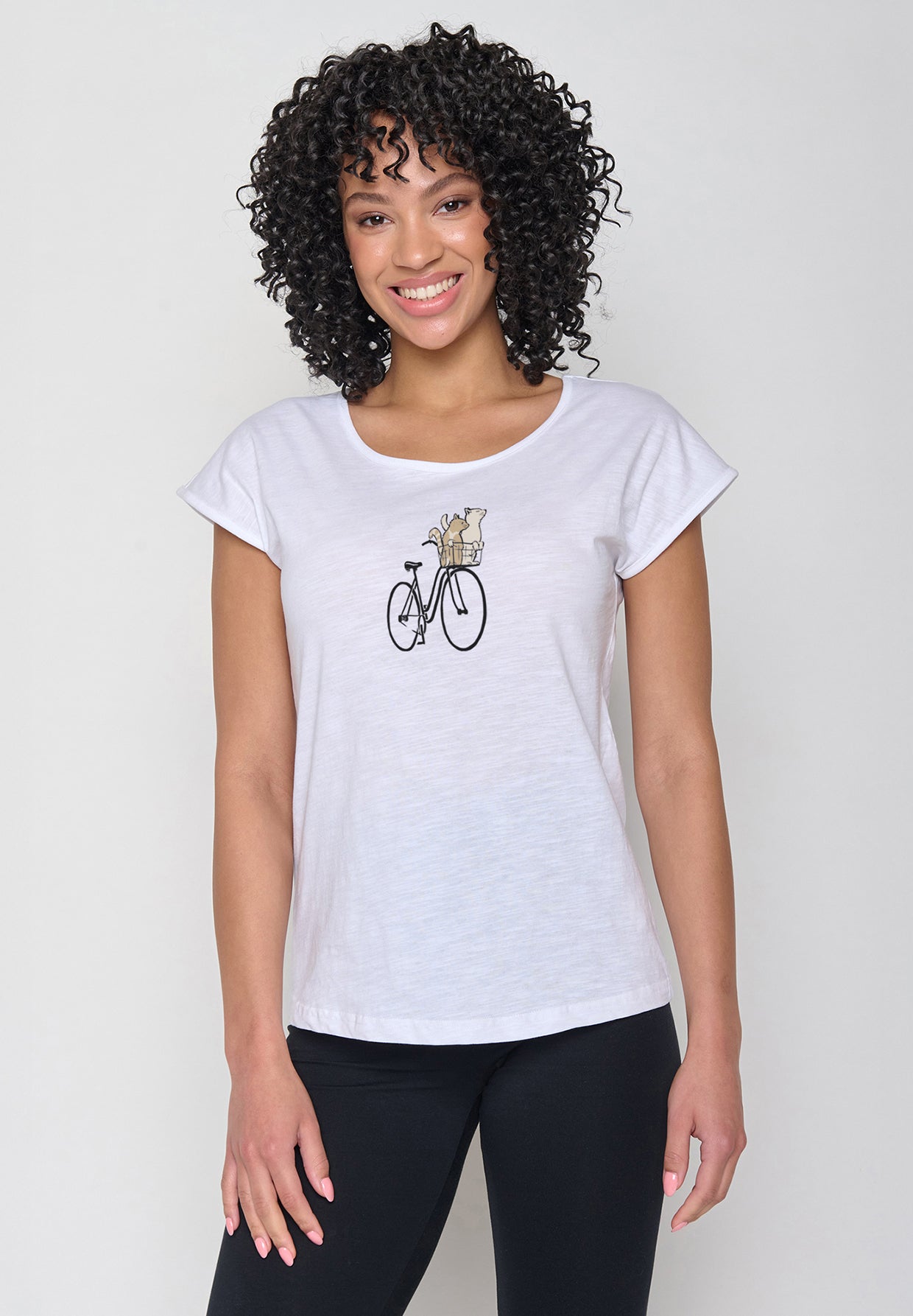 Weiß:  Sportliches T-Shirt aus Bio-Baumwolle für Damen [20010]