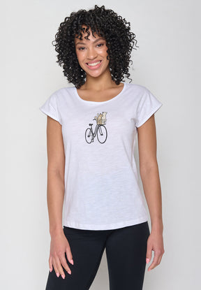 Weiß:  Sportliches T-Shirt aus Bio-Baumwolle für Damen [20010]