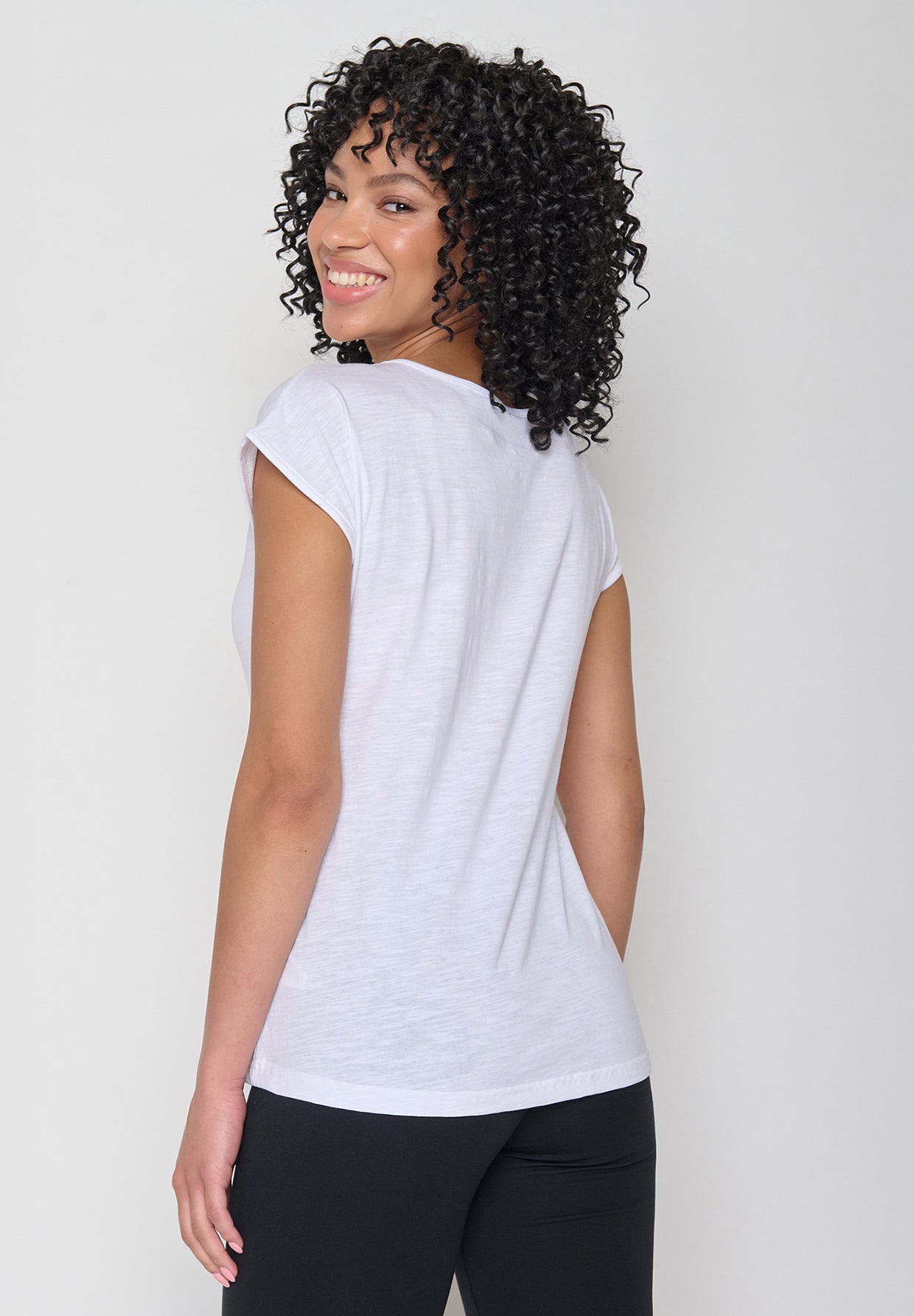 Weiß:  Sportliches T-Shirt aus Bio-Baumwolle für Damen [20011]